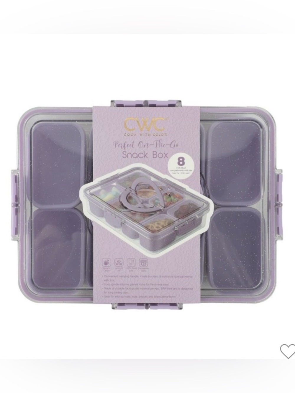 Cook With Color (CWC) - Purple Perfect On-The-Go Snack Box - 8 Compartments. NWT